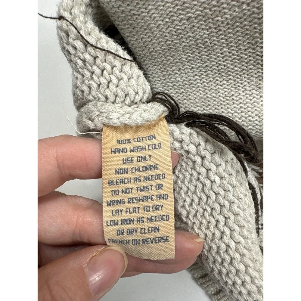 Salt Valley Fair Isle Shawl Collar Cardigan Women's S Cotton Brown - Picture 7 of 9